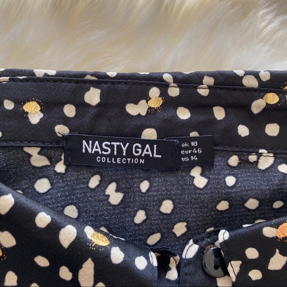 Nasty Gal Feelin’ Dot Button Down Shirt - Size 14 - Picture 6 of 11